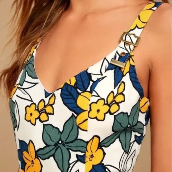 JOA Fiorenza Ivory Floral Print Midi Jumpsuit - Picture 4 of 6